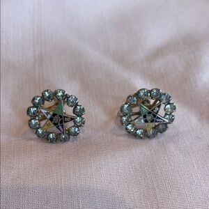 Vintage order of the eastern  Star Earrings with rhinestones